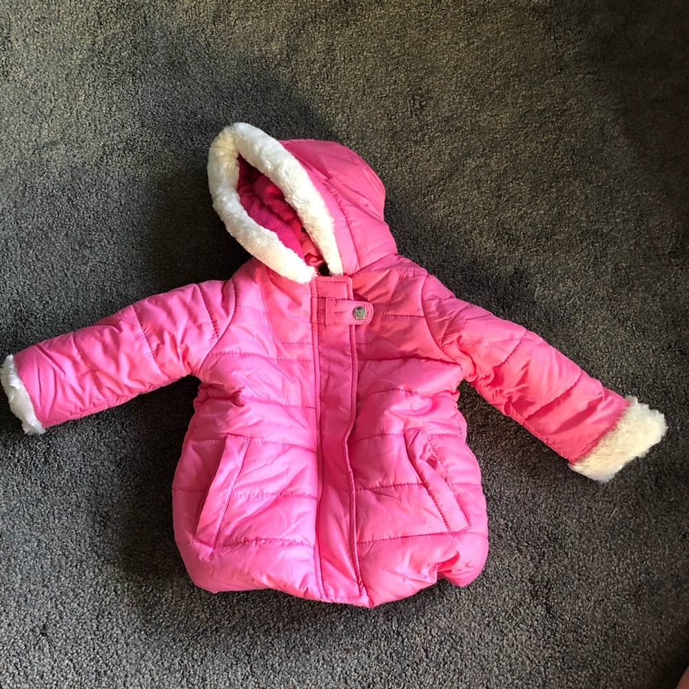 Jessica Simpson Pink Puffer Zip Up Coat W/ Snaps Girls 2T Coat NWOT